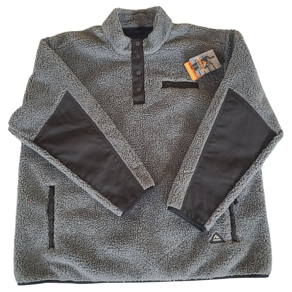 Ridgecut Toughwear Mens Sherpa Fleece Pullover 2XL Gray With Black Warm Workwear